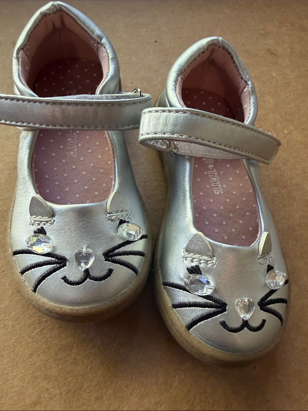 Tucker + Tate Silver Cat Mary Jane Shoes with Gem Accents